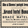 Grand hotel Bonavia, oglas, 1910.