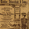 Winkler, Oblaschiak & Comp., oglas, oko 1900.-te 