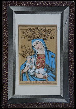 Uokvirena nabožna sličica - Majka Božja Trsatska