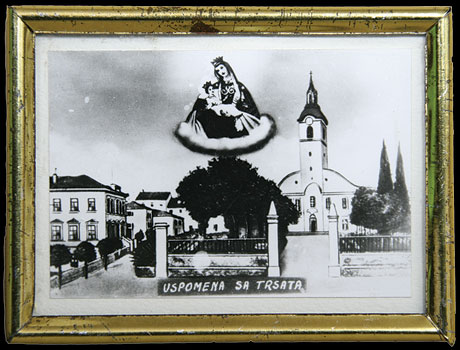 Uokvirena nabožna sličica - Uspomena sa Trsata